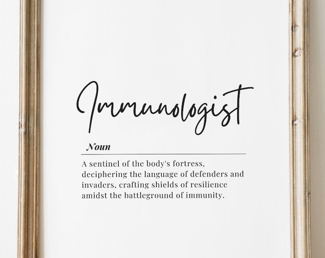 Immunologist Definition Typography Gift for Doctors Medical Wall Print