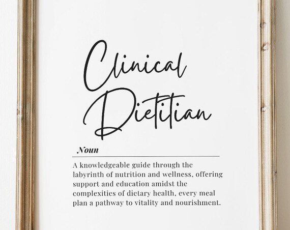Clinical Dietitian Definition Poster Nutritionist Appreciation Gift