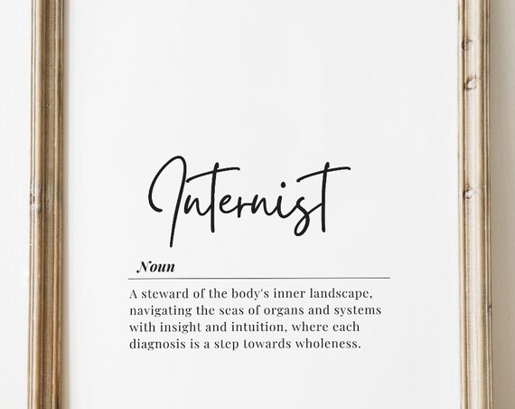 Internist Definition Typography Doctor Office Gift Art Poster