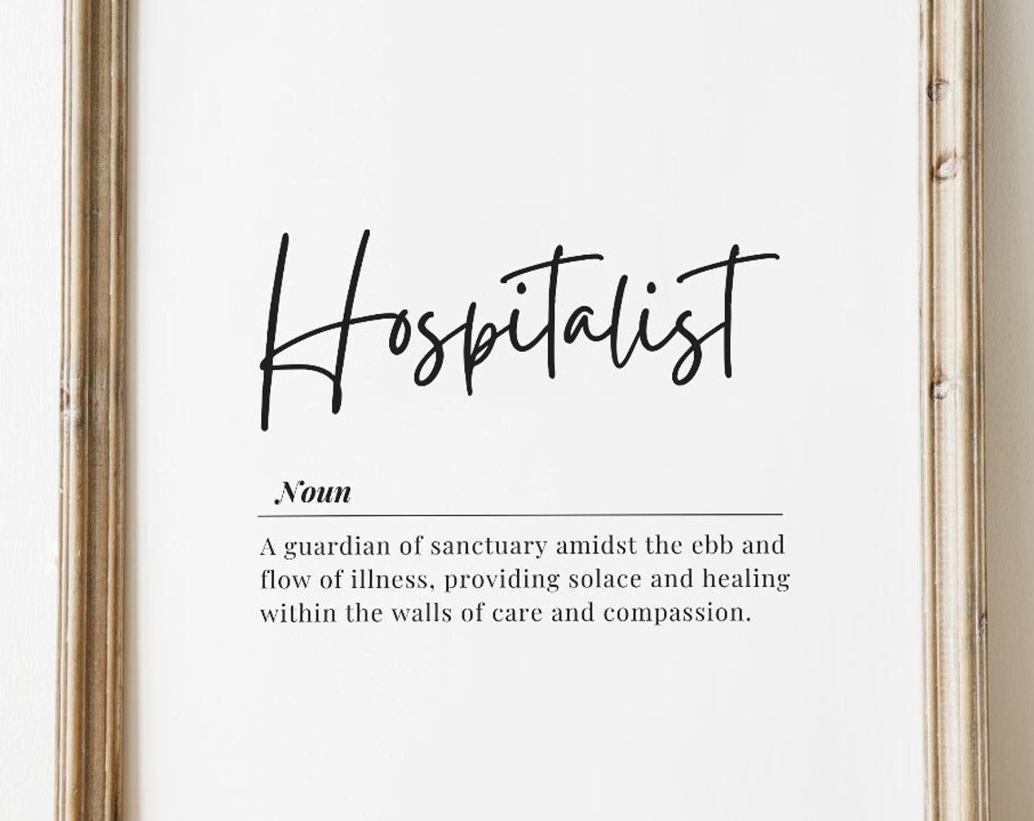 Hospitalist Dictionary Definition Minimalist Typography Wall Art