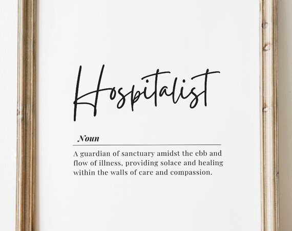 Hospitalist Dictionary Definition Minimalist Typography Wall Art