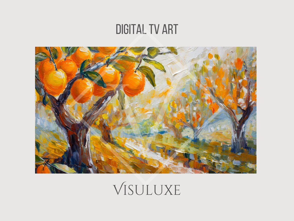 Orange Grove Oil Painting, Heavy Brushstrokes Art Print - Image 3