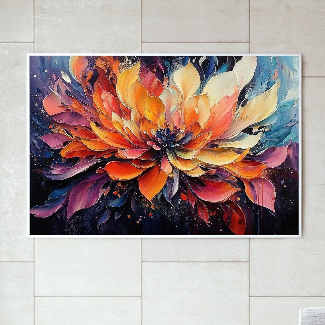 Abstract Flower Oil Painting, Bohemian Botanical Art Print