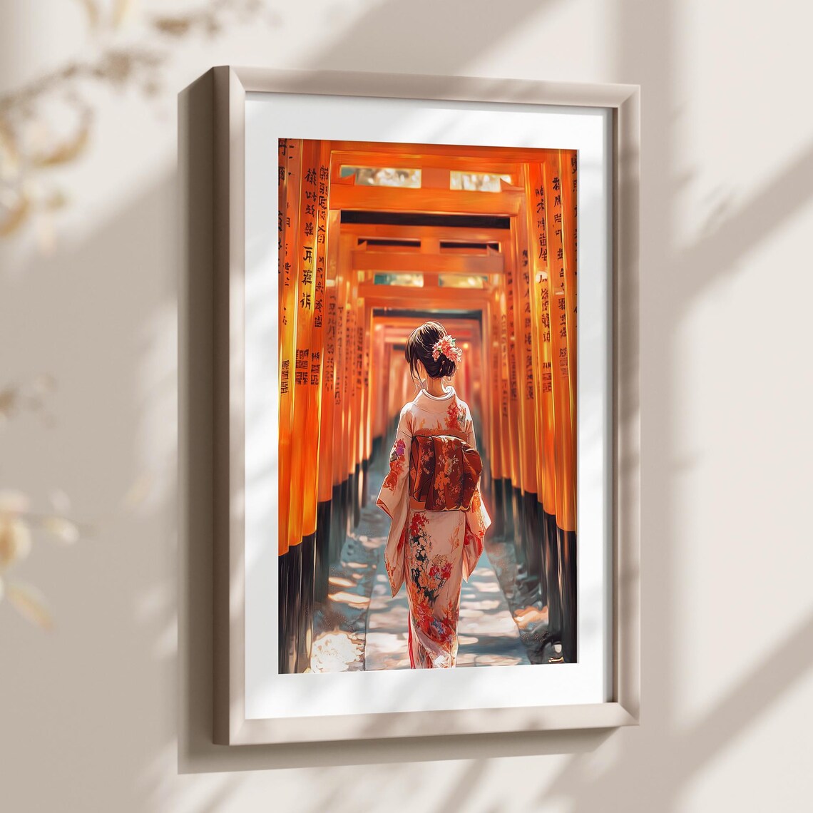 Kyoto Fushimi Inari Torii Gates Kimono Woman Walking Travel Poster - Image 3