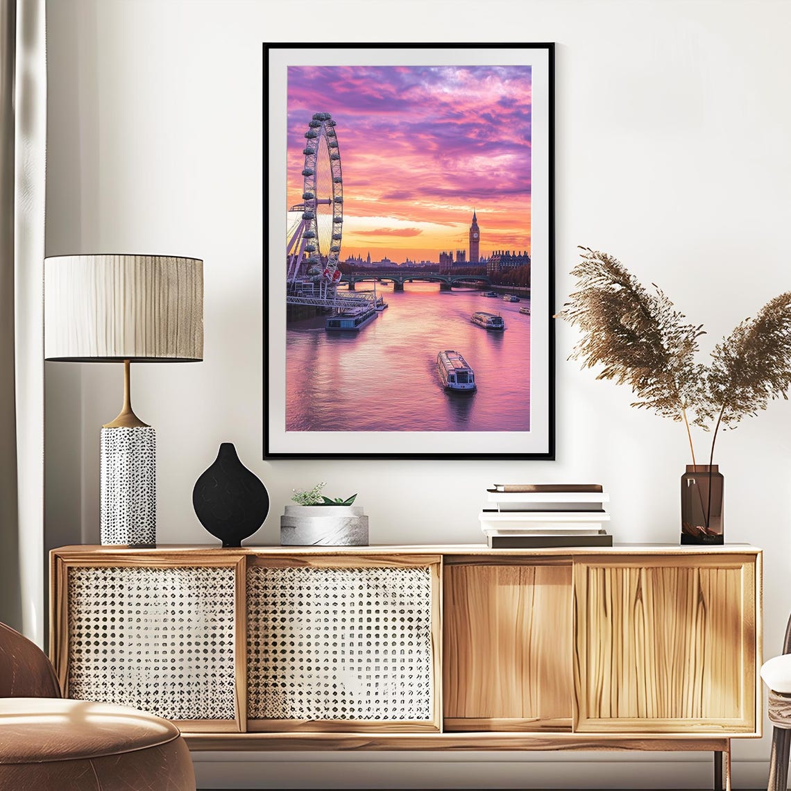 London Eye Sunset Over River Thames With Big Ben Skyline Travel Poster - Image 2