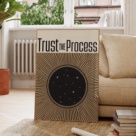 Trust The Process Retro Typography Print Eye Art Spiritual Quote Poster Inspirational Spirituality