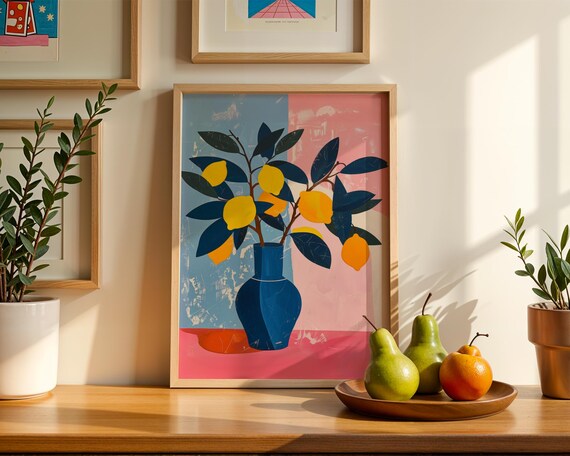 Henri Matisse Lemon Wall Art Modern Still Life Print Bold Colorful Kitchen Contemporary Fruit Poster