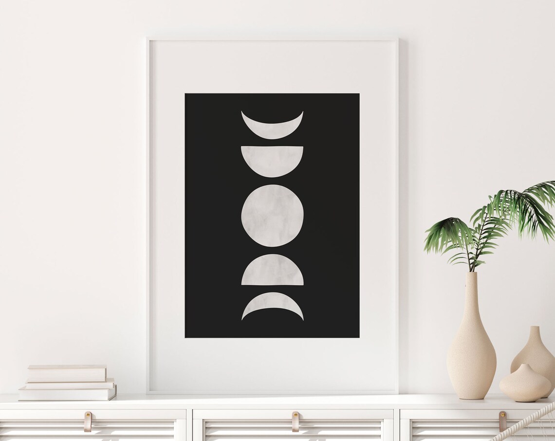Moon Phases Abstract Wall Art, Boho Minimalist Print - Image 4