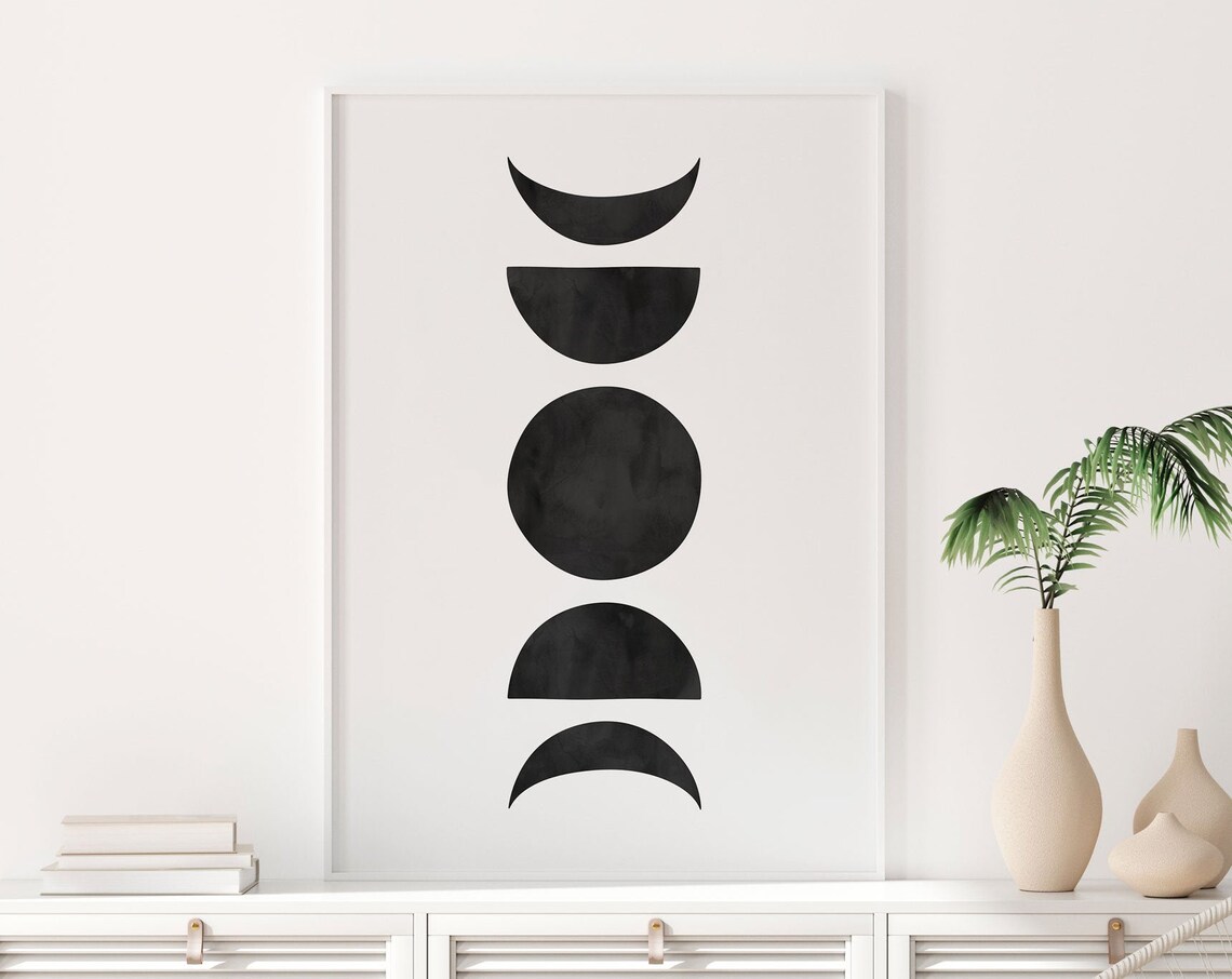 Boho Moon Bedroom Art Print, Lunar Phases Decor - Image 3