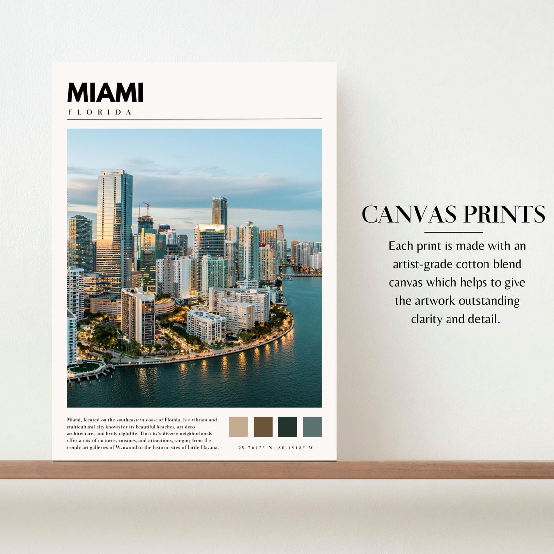 Miami Florida Brickell Skyline Dusk Bay Waterfront Night Travel Poster - Image 2