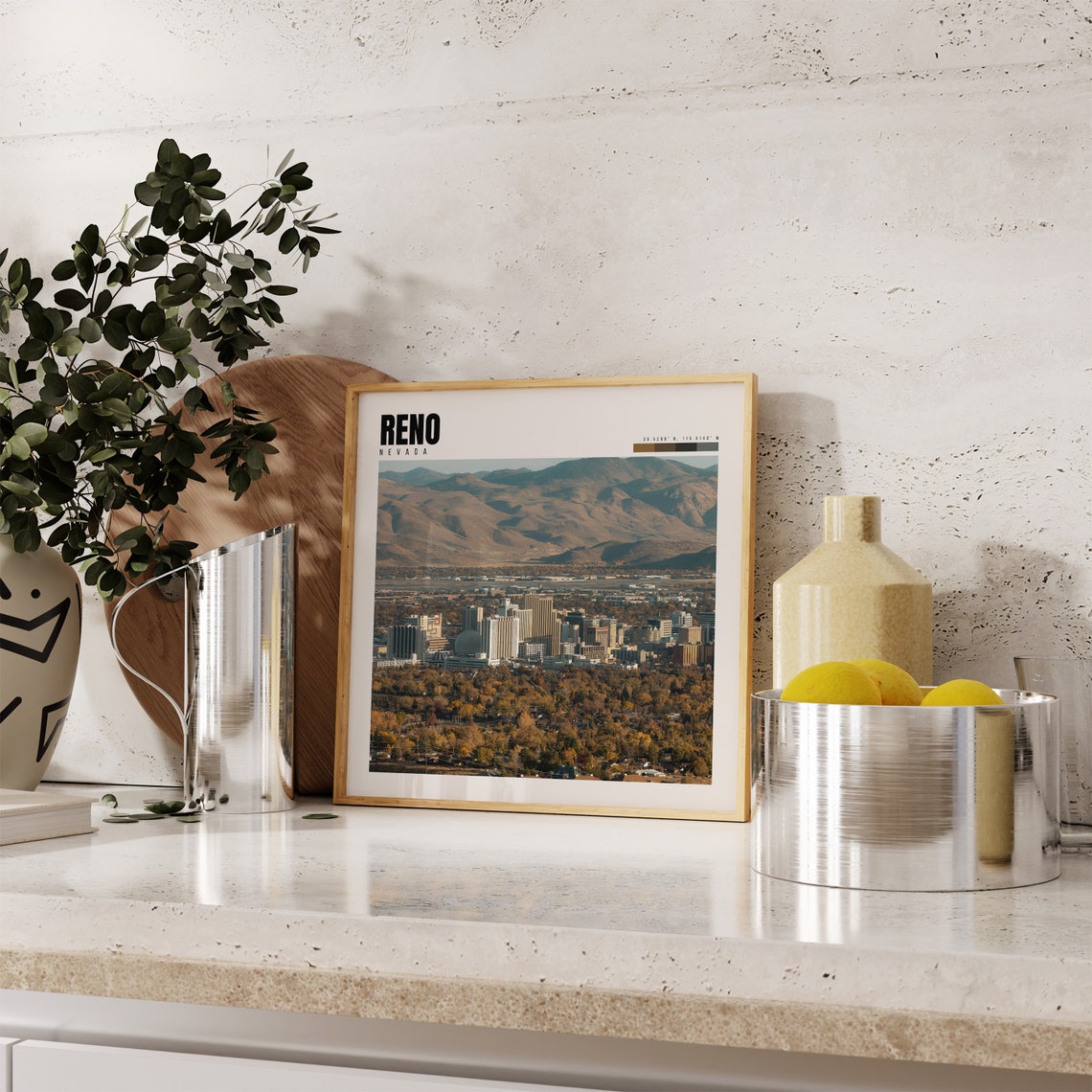 Reno Nevada City Skyline Desert Mountains Aerial Daytime Poster - Image 4