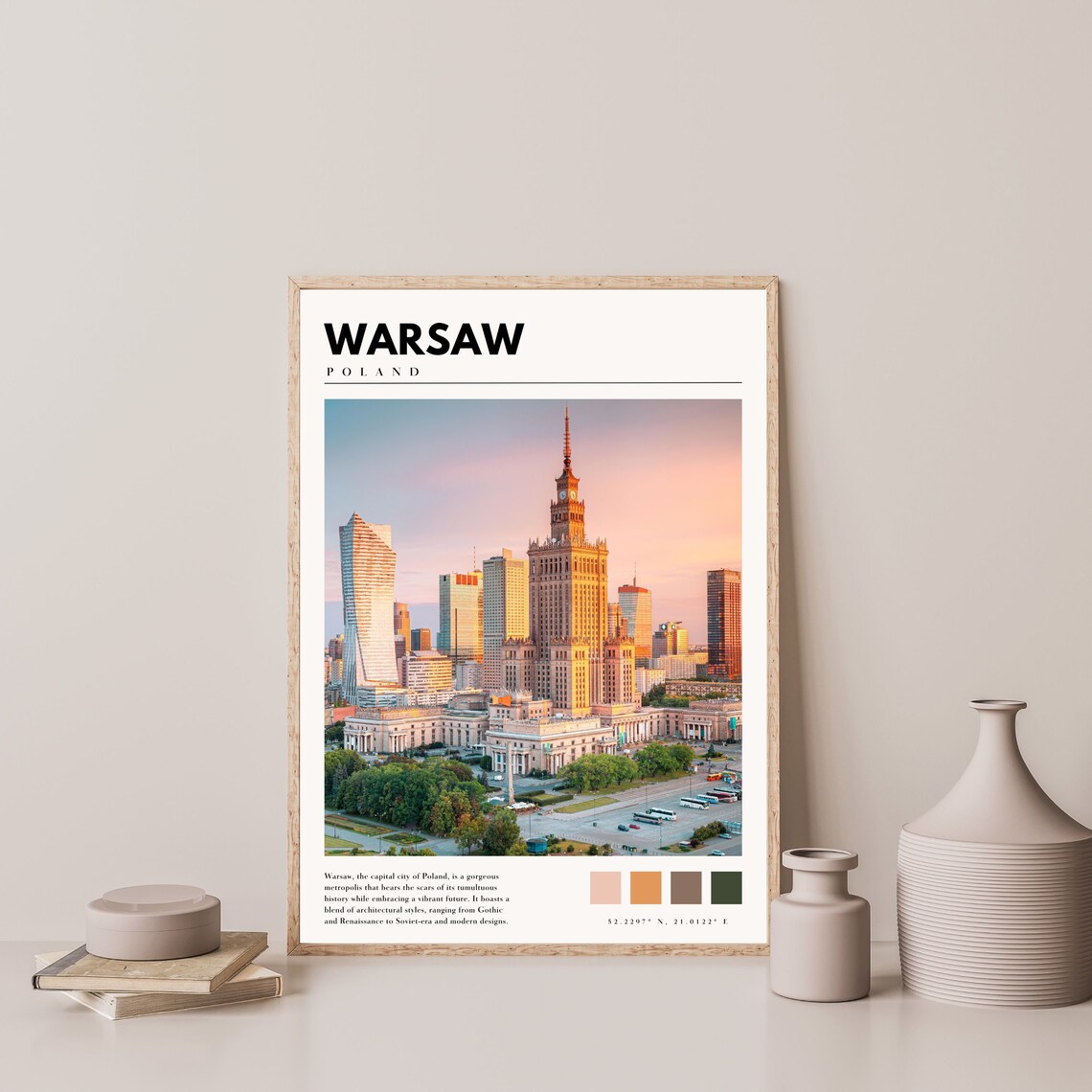 Warsaw Poland Palace of Culture Sunset Skyline City View Travel Poster - Image 4