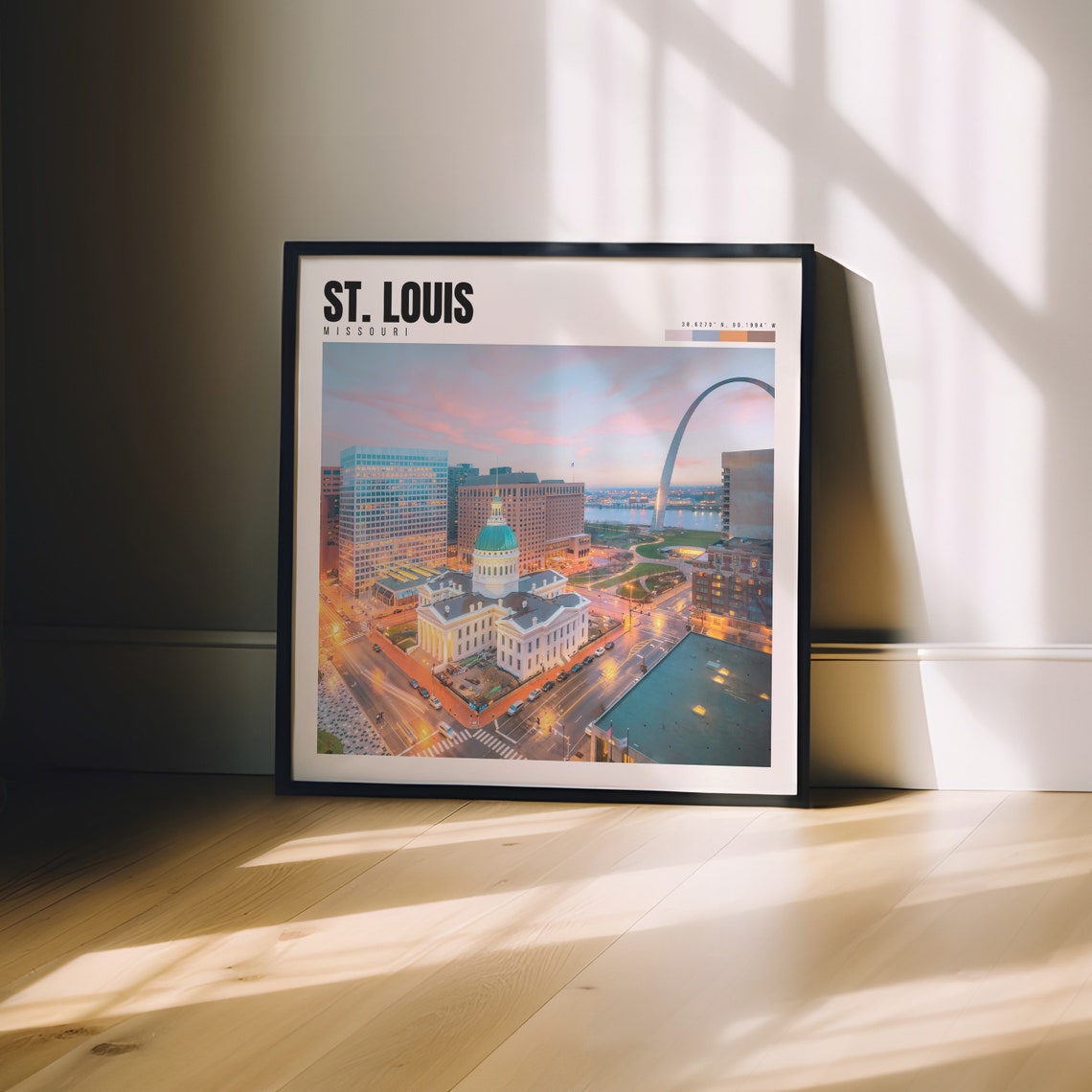 St. Louis Missouri Gateway Arch Courthouse Skyline Dusk Poster - Image 3