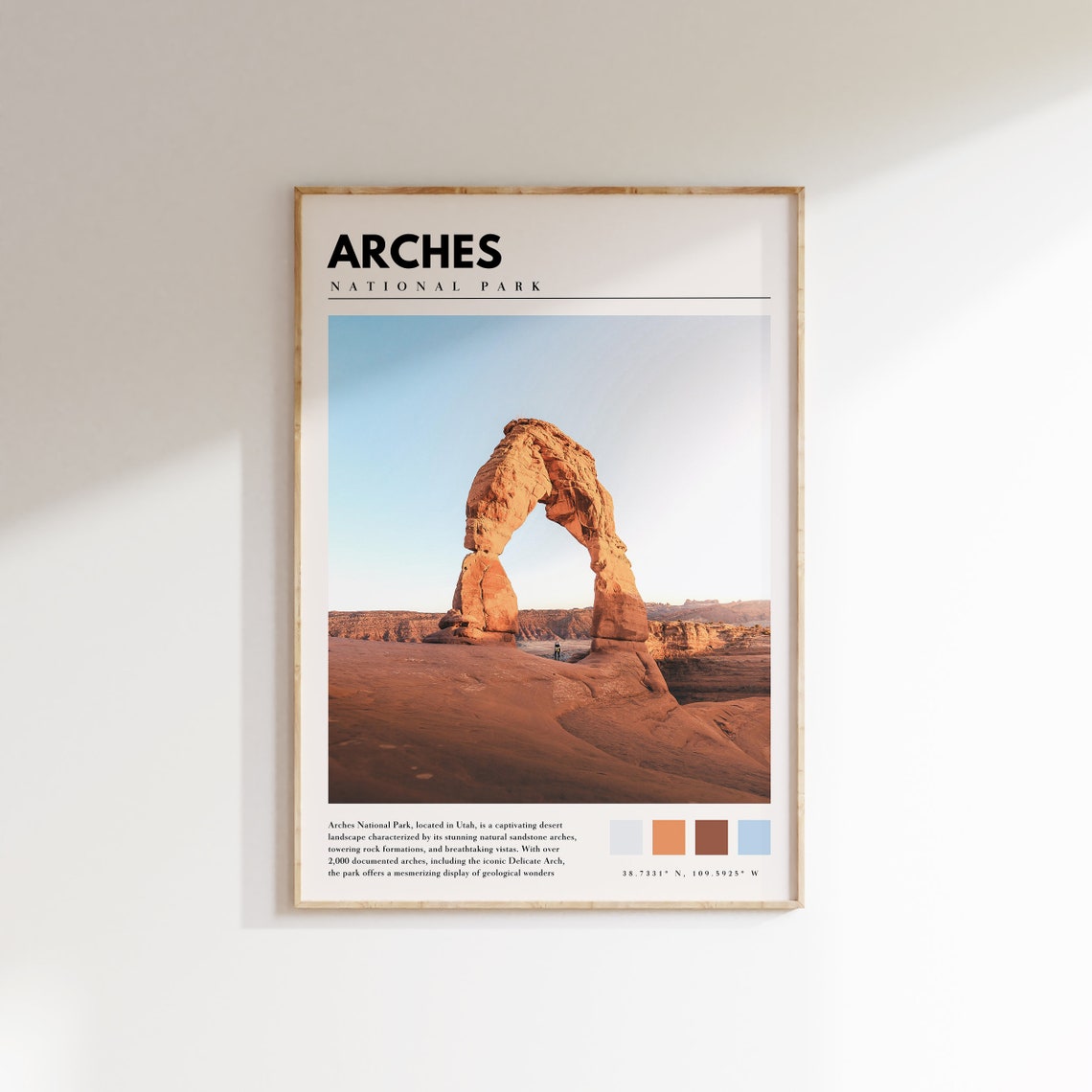 Arches National Park Poster with Delicate Arch in Utah Desert Sunset