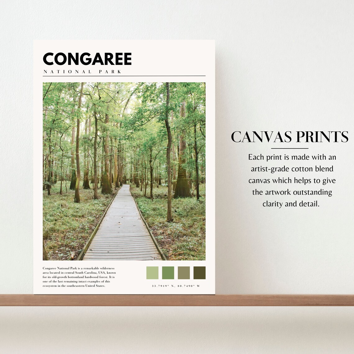 Congaree National Park Boardwalk Forest Trail Green Nature Poster - Image 2