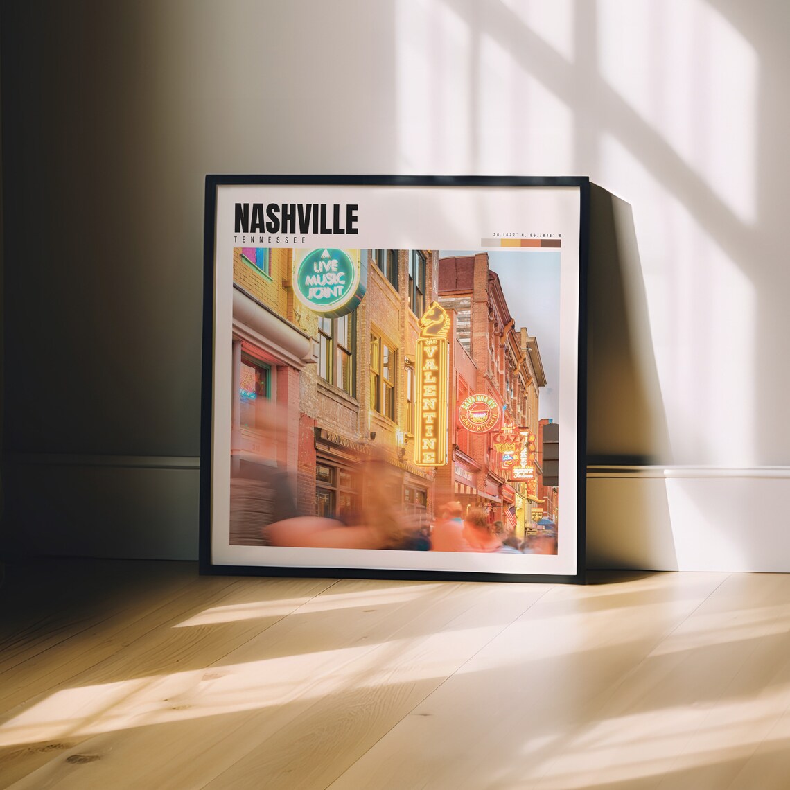 Nashville Tennessee Neon Music Signs Downtown Street Night Poster - Image 3