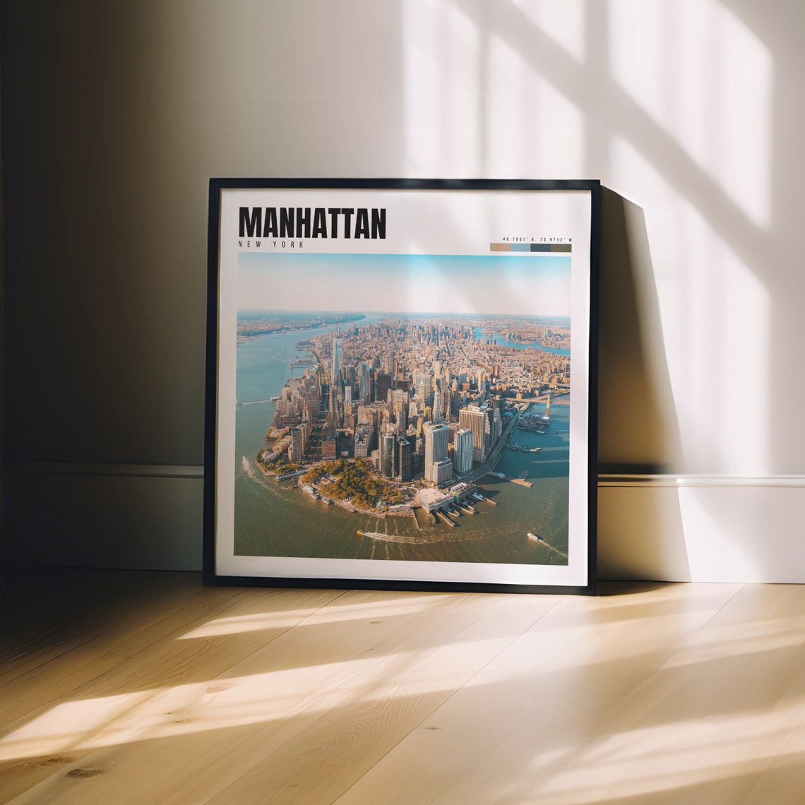 Manhattan New York Aerial Lower Skyline Harbor City View Poster - Image 3