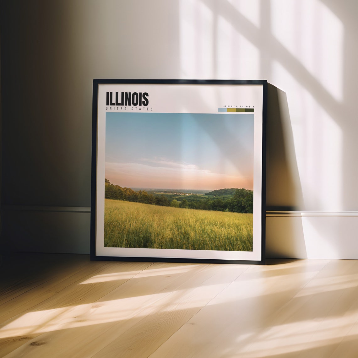 Illinois Golden Prairie Grassland Sunset Hills Valley View Poster - Image 3