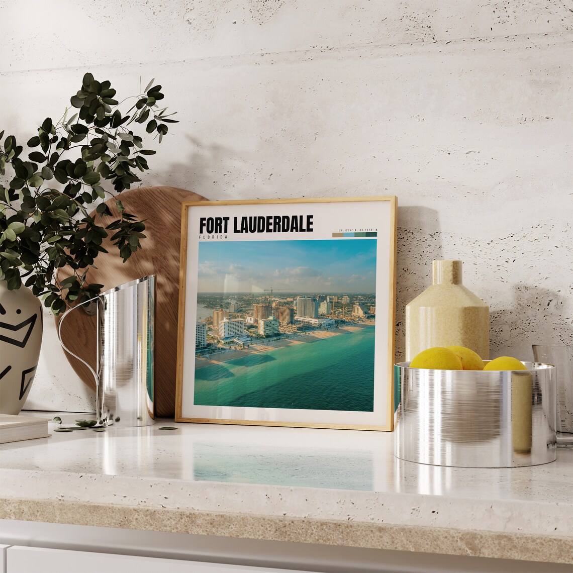 Fort Lauderdale Beach Aerial Coastline Florida Tropical Travel Poster - Image 4