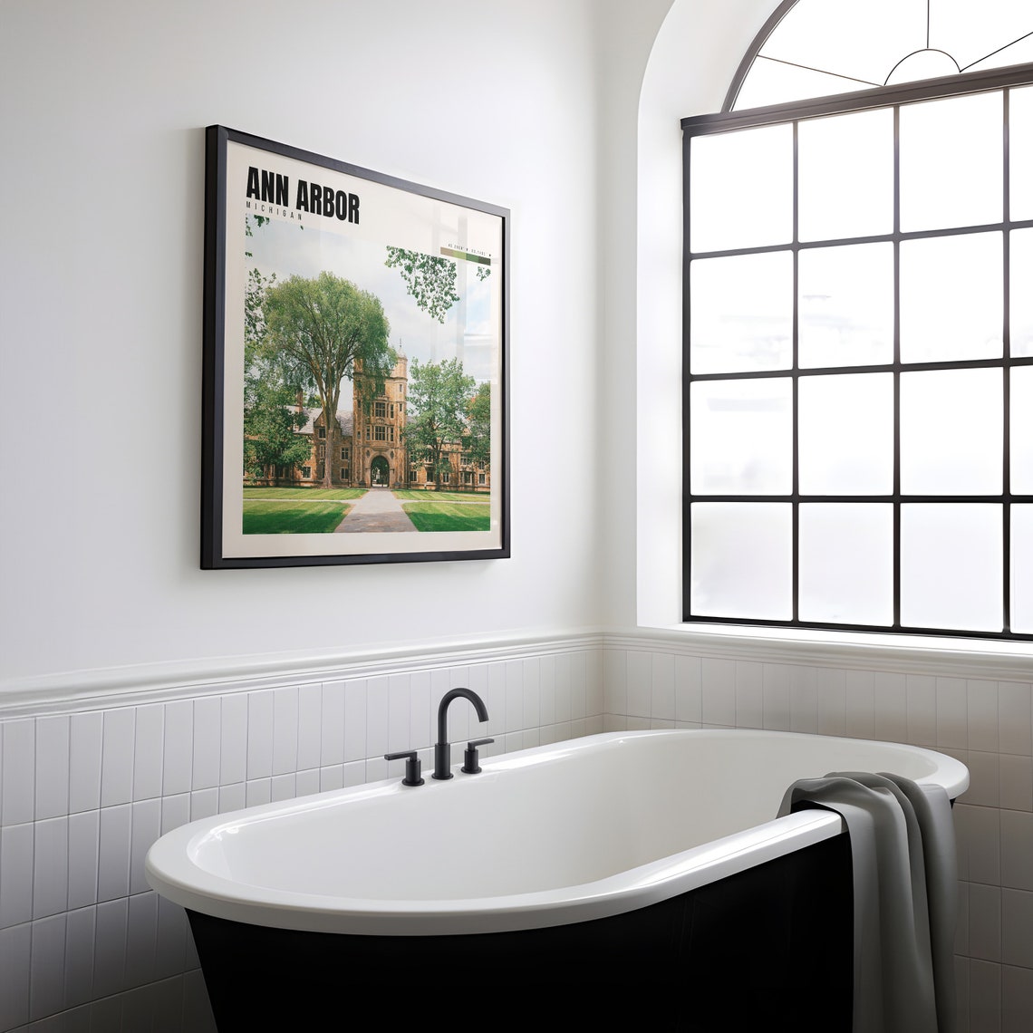 Ann Arbor University Of Michigan Campus Tower Summer Travel Poster - Image 2