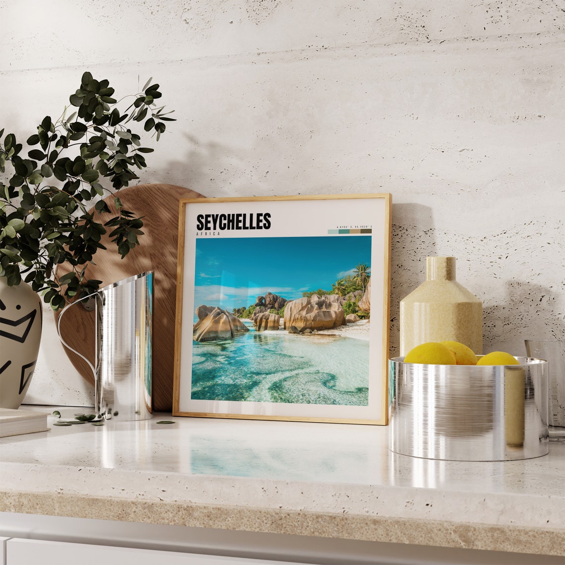 Seychelles Poster with Granite Boulders and Crystal Beach Shoreline - Image 4