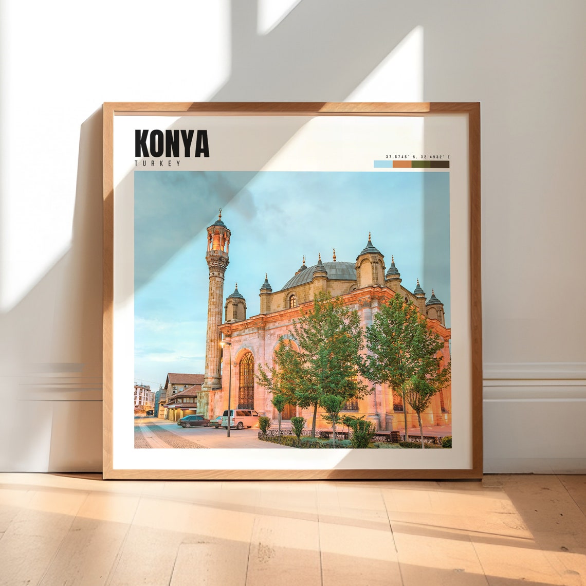 Konya Turkey Historic Mosque Minaret Dome Evening Glow Poster