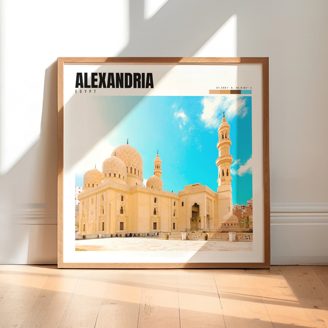 Alexandria Egypt Abu Abbas Mosque Domes Minarets Blue Sky Poster