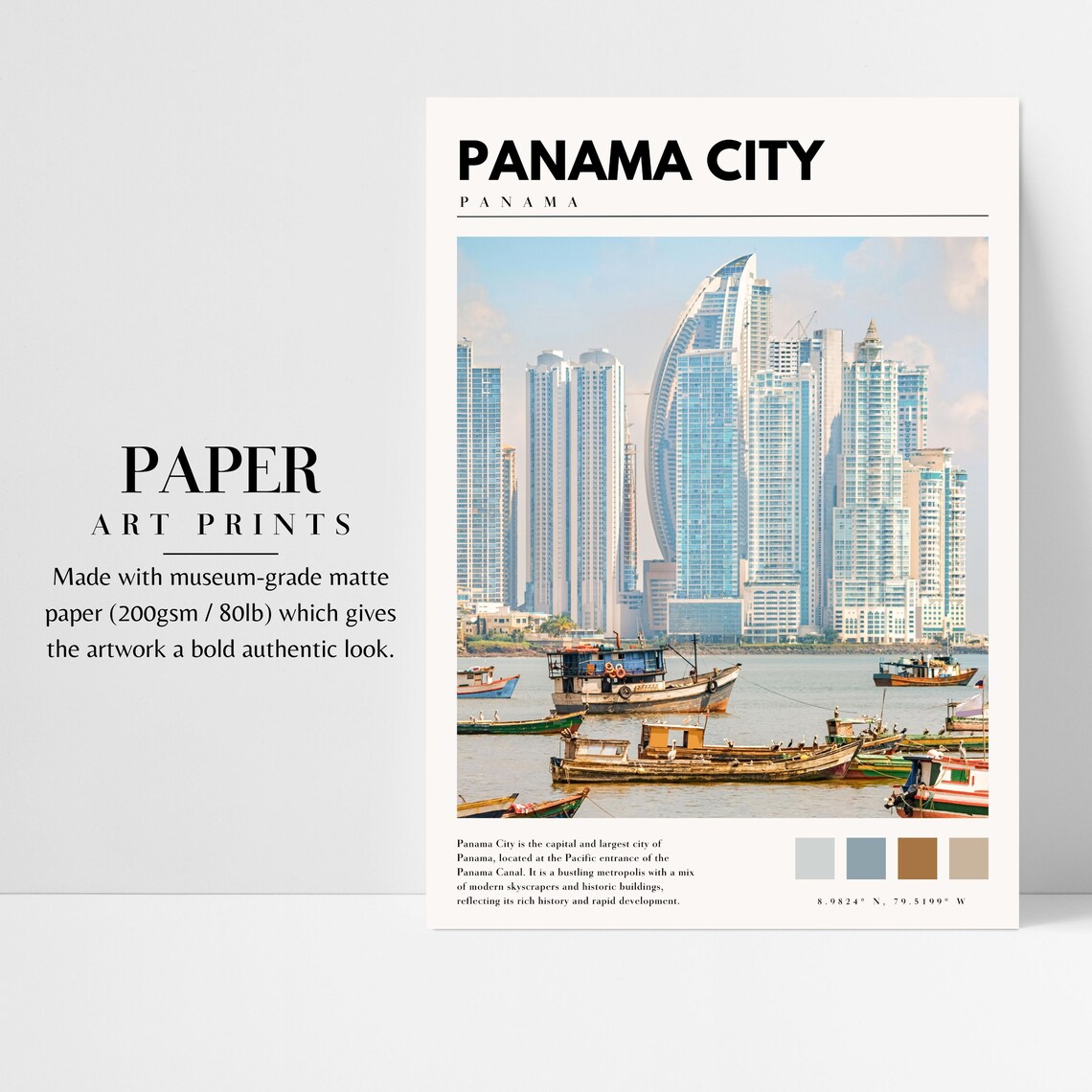Panama City Panama Modern Towers Waterfront Harbor Boats Poster - Image 3