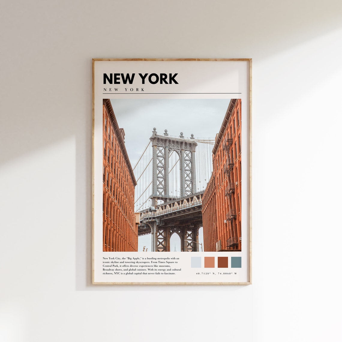 New York Manhattan Bridge Framed by Dumbo Brooklyn Streets Poster