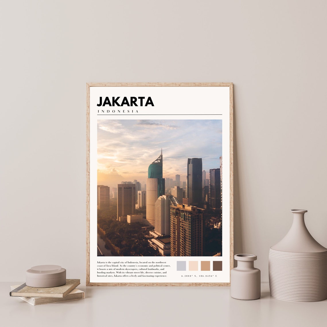 Jakarta Indonesia Downtown Skyline Golden Hour Skyscraper Poster - Image 4