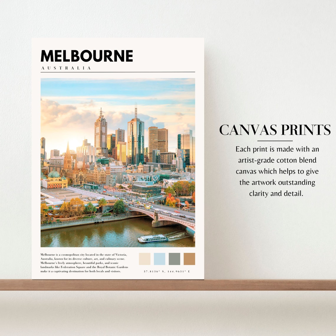 Melbourne Australia Yarra River City Skyline Golden Hour Travel Poster - Image 2