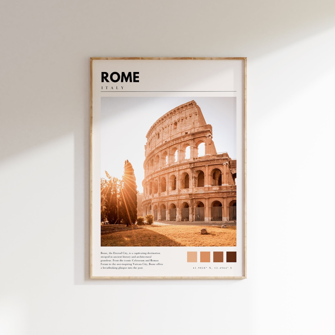 Rome Italy Colosseum Glowing in Warm Golden Morning Sun Poster