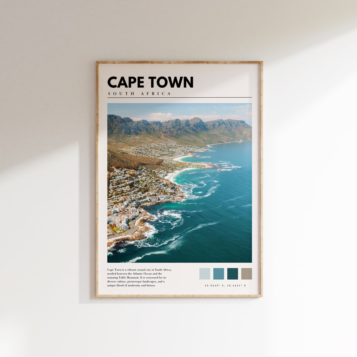 Cape Town South Africa Table Mountain Coast Aerial Ocean Poster