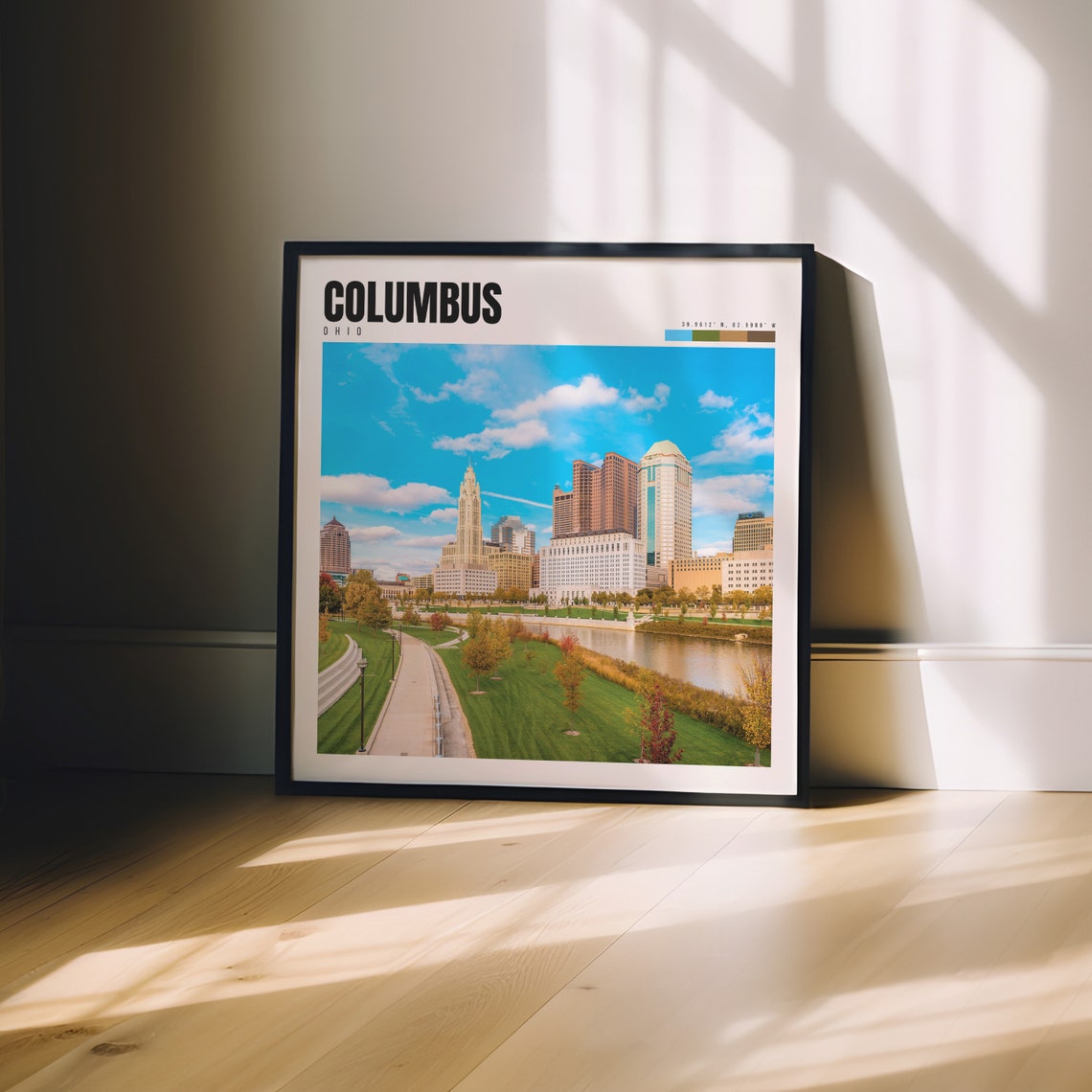 Columbus Ohio Skyline Riverfront Park Green City Daytime Poster - Image 3