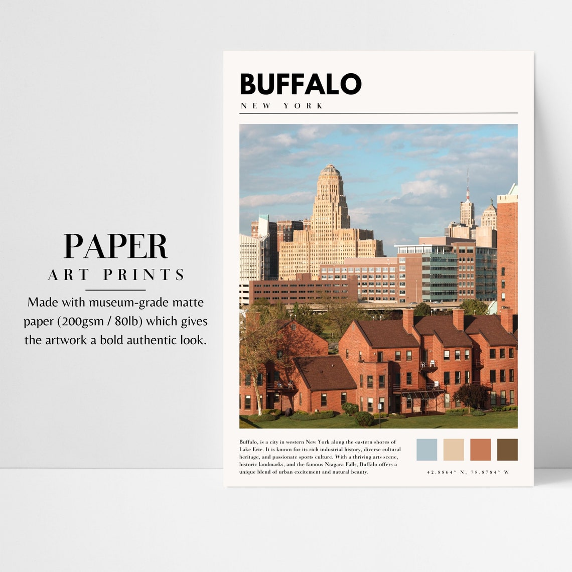 Buffalo New York City Hall Downtown Skyline Buildings View Poster - Image 3
