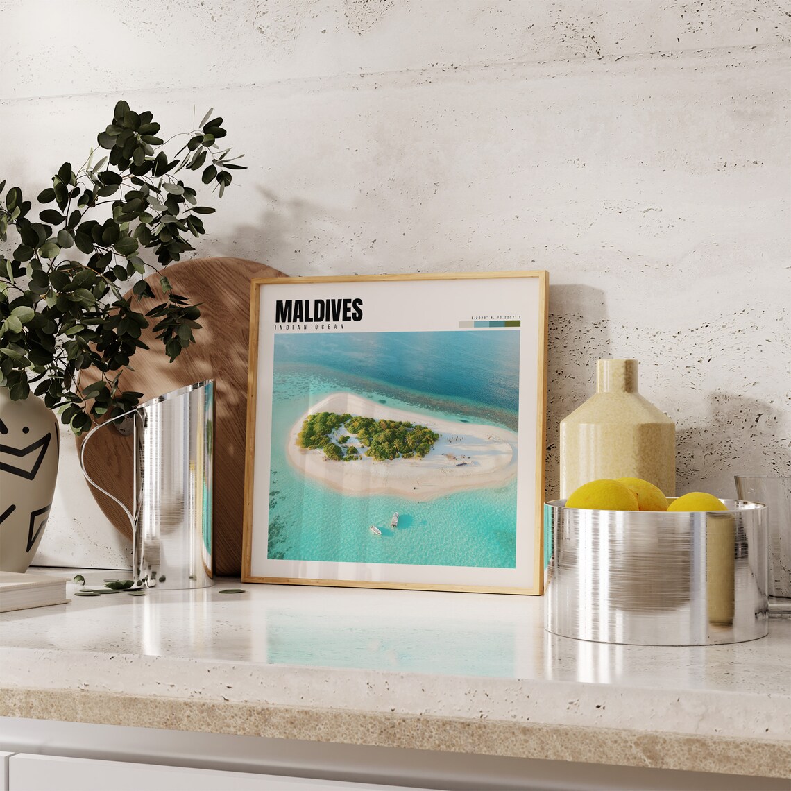 Maldives Poster with Aerial View of Tropical Island and Turquoise Sea - Image 4