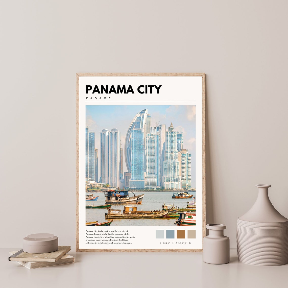 Panama City Panama Modern Towers Waterfront Harbor Boats Poster - Image 4