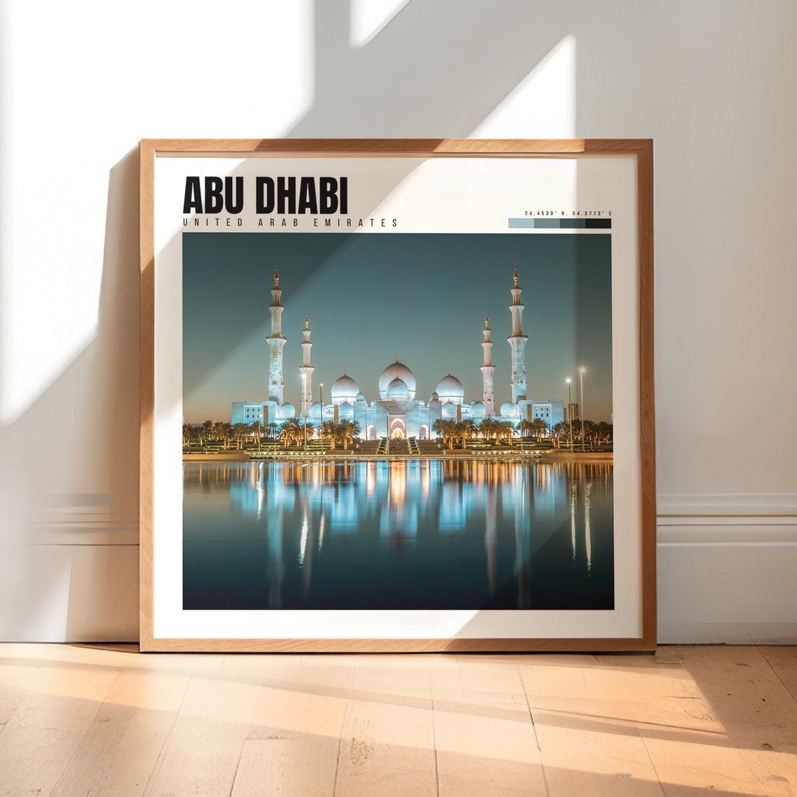 Abu Dhabi UAE Sheikh Zayed Grand Mosque Night Reflection Poster
