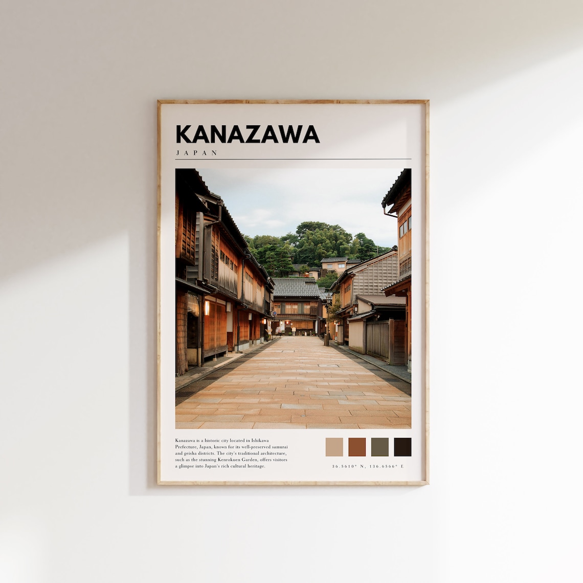 Kanazawa Japan Historic Teahouse District Wooden Street Poster