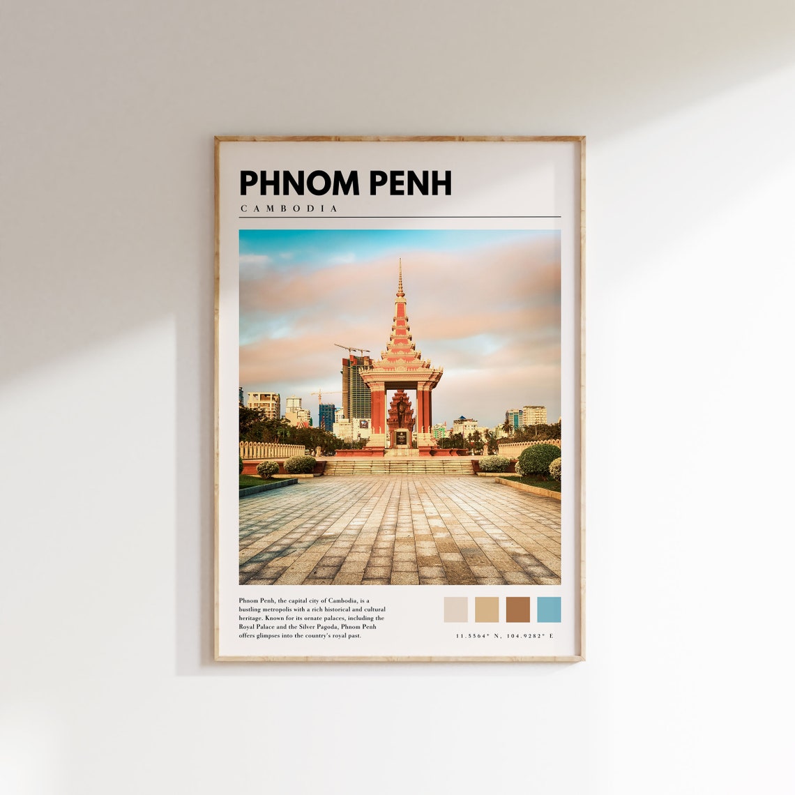 Phnom Penh Cambodia Independence Monument City Landmark Travel Poster