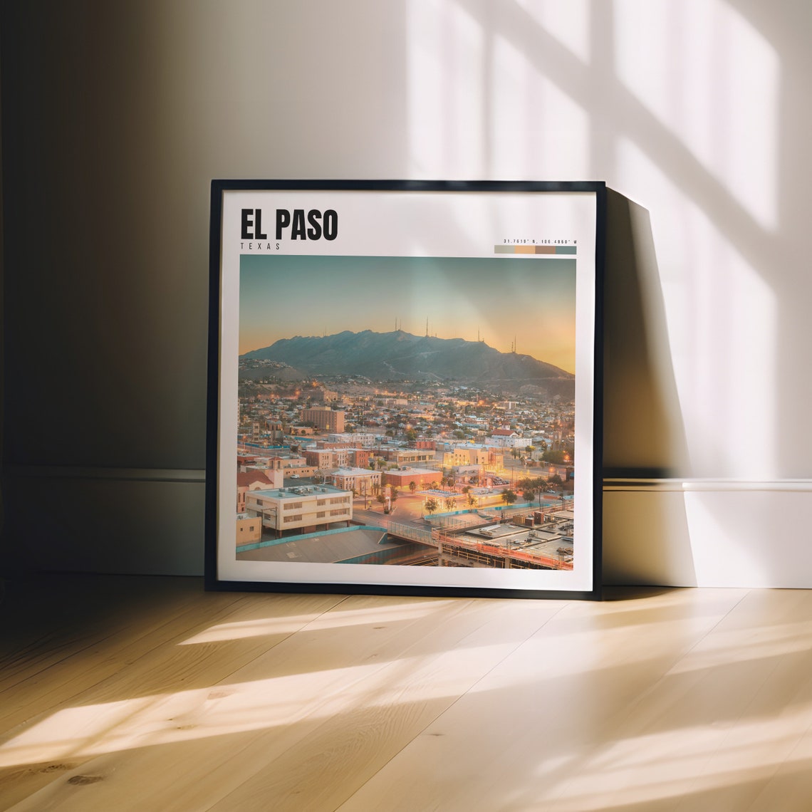 El Paso Texas Downtown Skyline Franklin Mountains Sunset Poster - Image 3