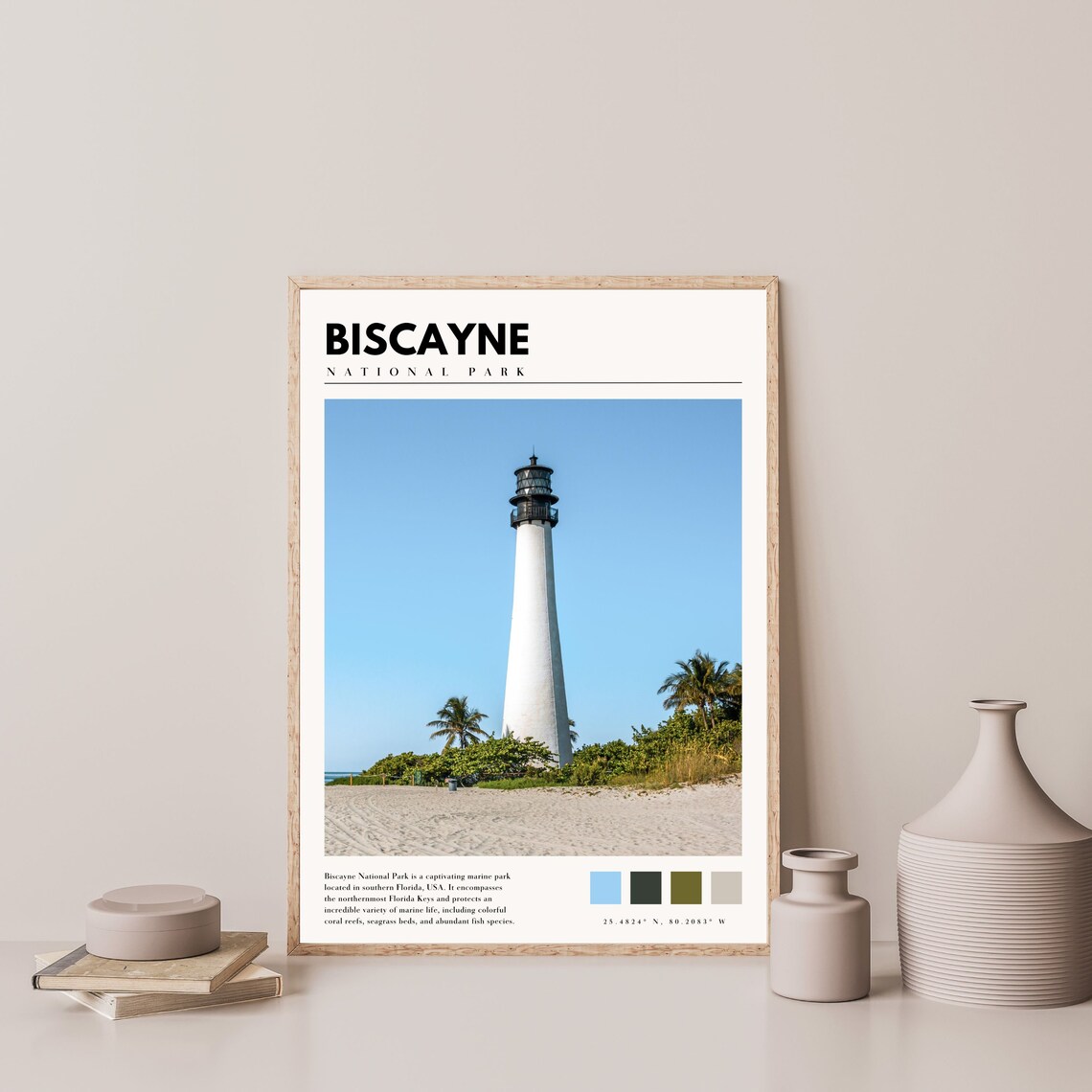 Biscayne National Park Lighthouse Travel Poster - Image 4