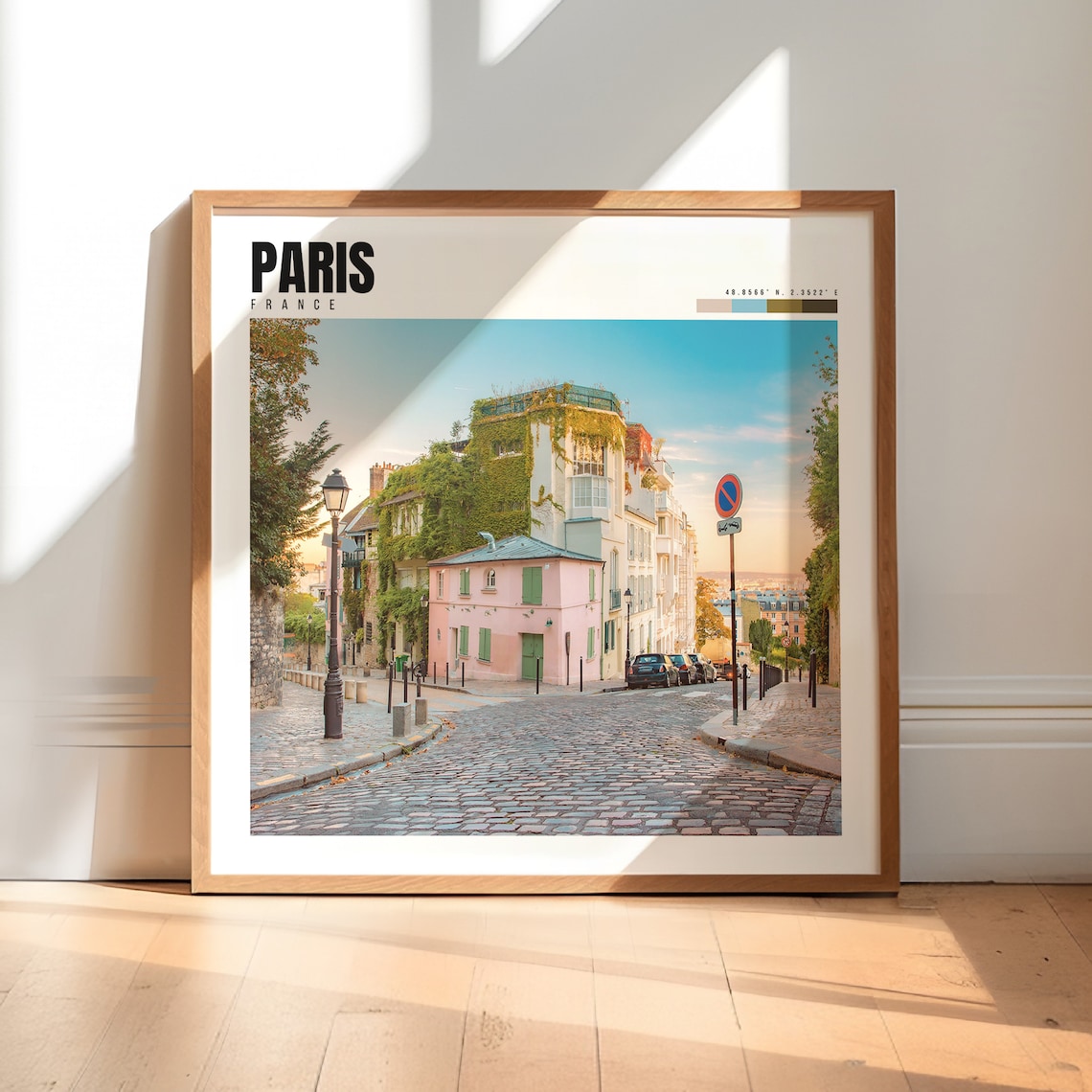 Paris France Montmartre Cobblestone Street Ivy Houses Charm Poster