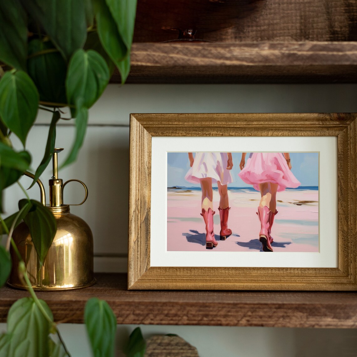 Pink Cowboy Boots Beach Walk Coastal Cowgirls Summer Ocean Travel Poster - Image 4