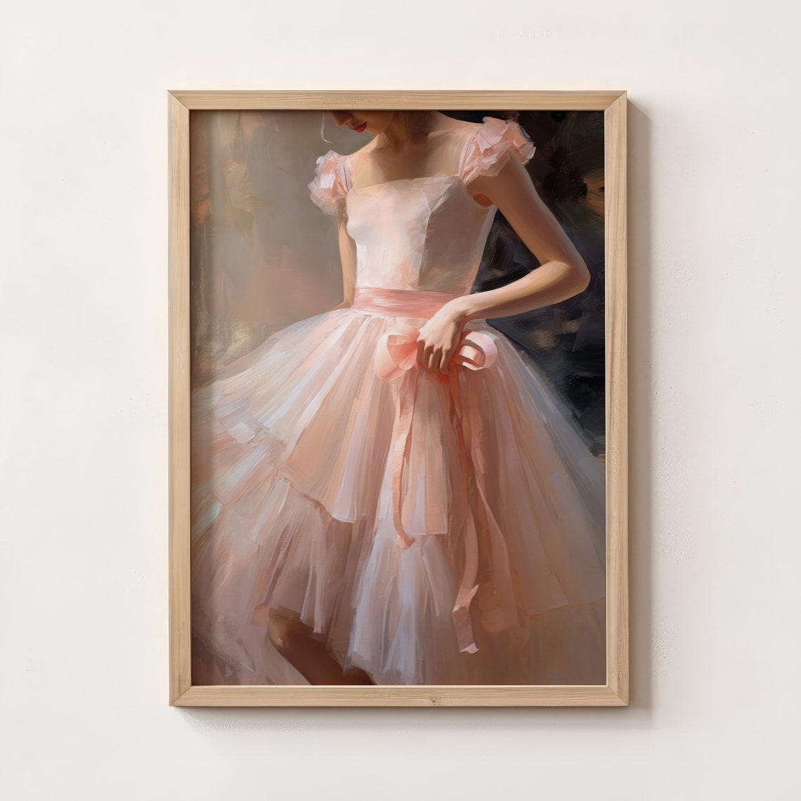 Pink Ballet Dancer Tulle Dress Ballerina Painting Wall Art Print - Image 4