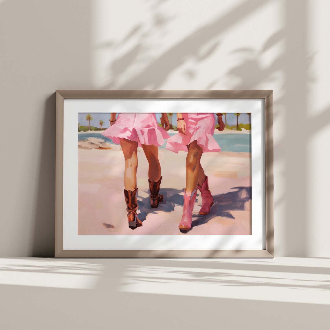 Coastal Cowgirl Beach Pink Boots Girls Wall Art Painting Print - Image 4