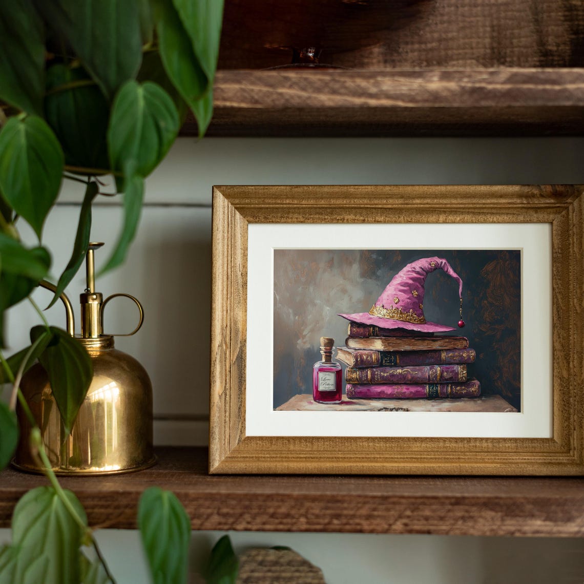 Pink Witch Hat Love Potion Spell Books Halloween Wall Art Poster - Image 4