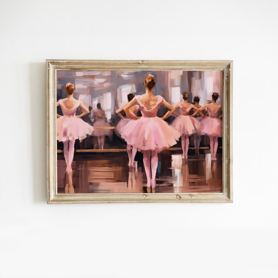 Ballerina Preppy Wall Art Print Girly Dorm Decor Preppy Pink Trendy Wall Art Vintage Ballet Dance Poster Aesthetic Painting