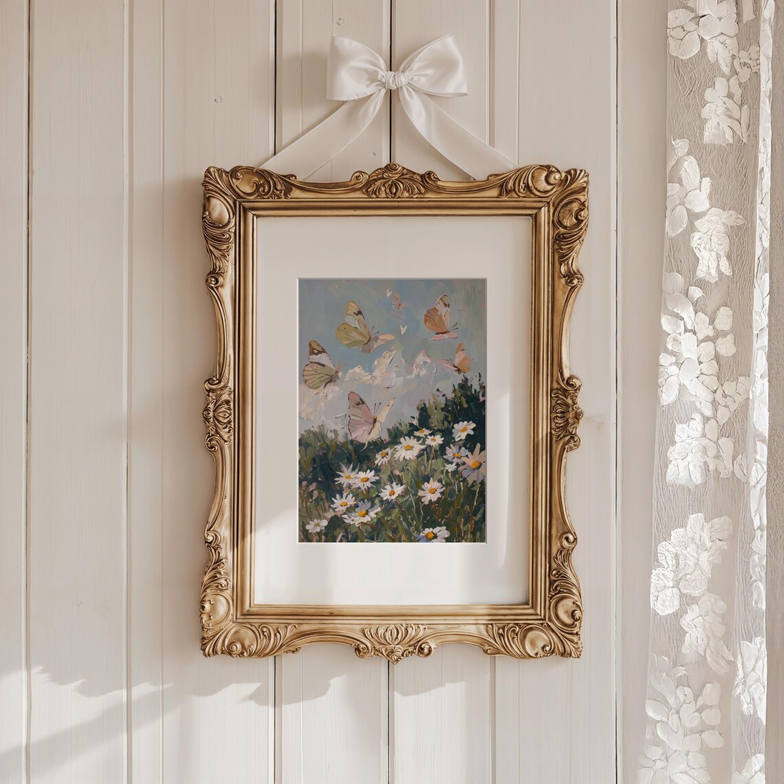 Butterfly and Daisy Spring Flower Poster, Farmhouse - Image 5