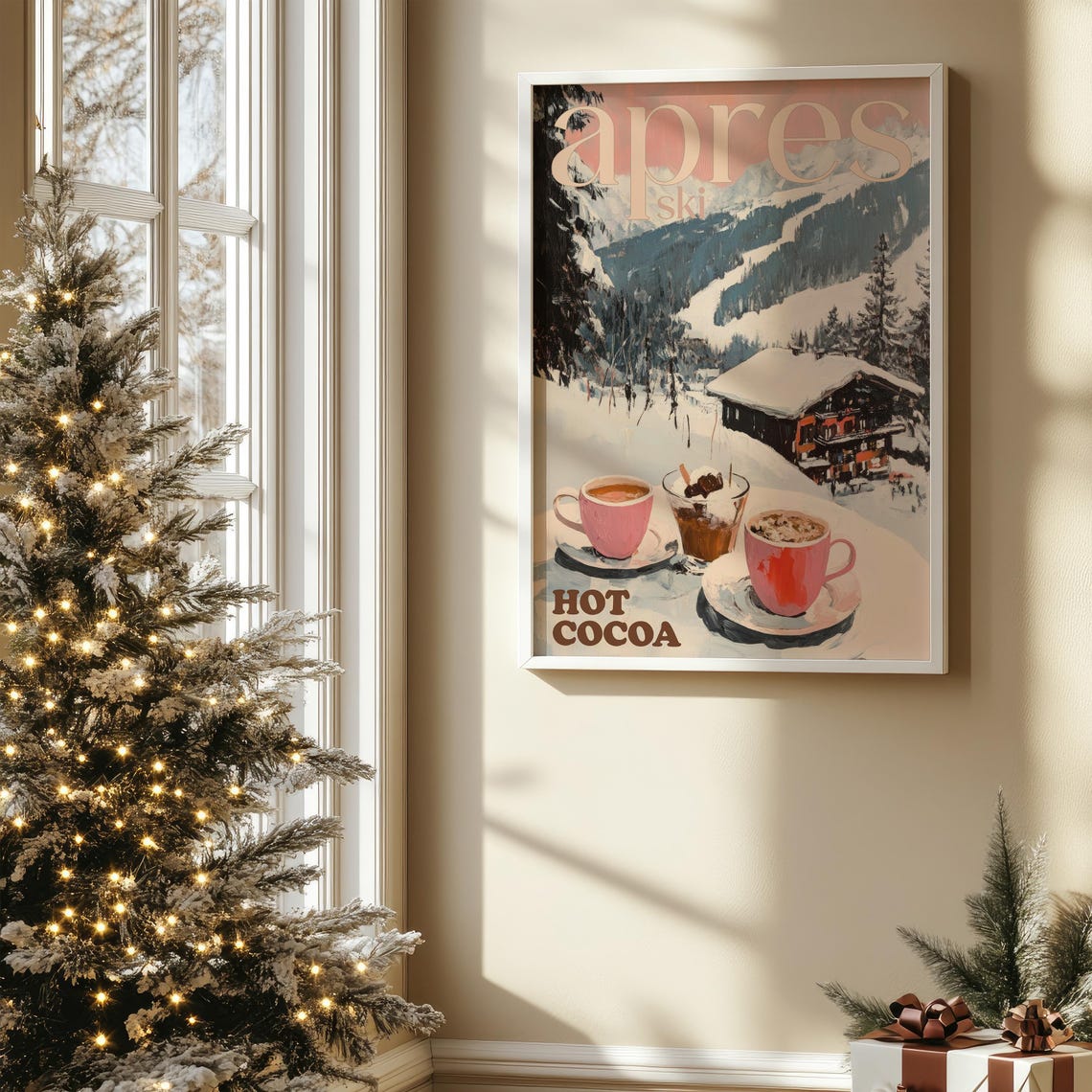 Apres Ski Hot Cocoa Cups Mountain Chalet Retro Travel Poster - Image 6